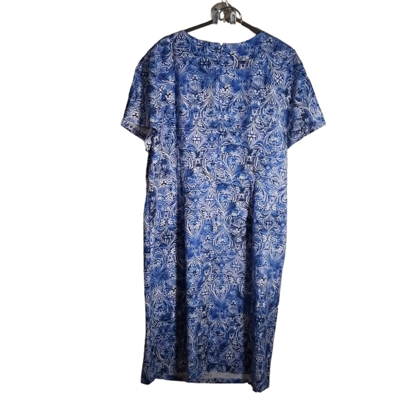 Roaman's Blue Short Sleeved Abstract Floral Dress Ladies Plus Size 20W summer - Picture 3 of 6